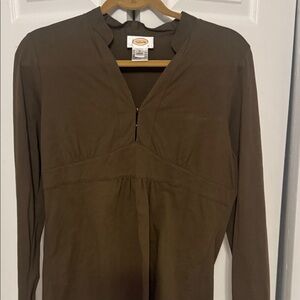 Talbots Khaki Zip-Up Top